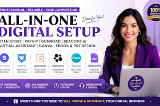 set up stan store payhip gumroad  expert beacons ai VA canva ebook pdf design