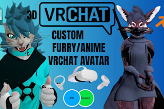 make a uniqe custom vrc avatar and furry avatar