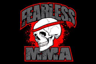 design fearless MMA clothing t shirt skull logo