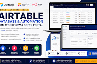 setup airtable database, airtable automation crm, n8n ai, be softr webapp expert