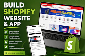 build shopify website and custom shopify app