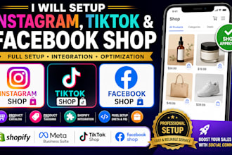 setup tiktok shop facebook shop setup and instagram shop fix shopify integration