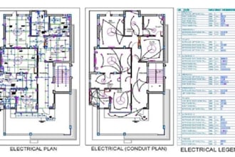 provide electrical panel layout, schedule, circuit diagram and power layout plan