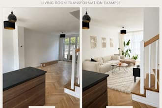 create interior design with 3d visualization and shopping list