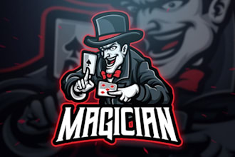 do wolf wizard spell, magic, animal, magician mascot logo for you