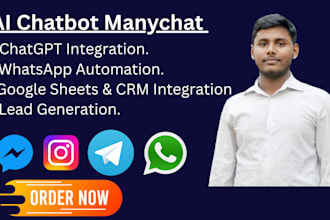 create manychat ai chatbot for messenger instagram whatsapp