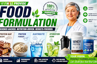 do food formulation, protein bar recipe or powder, electrolyte, hydration drink