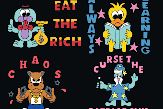 hand drawn logo cute fun mascot stickers t shirt lowbrow