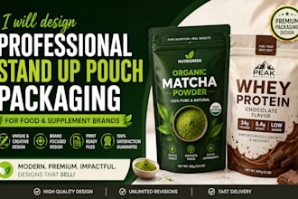 design professional stand up pouch packaging for food and supplement brands