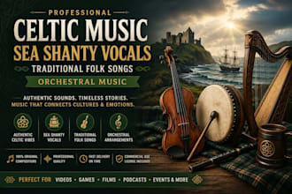 create celtic music sea shanty vocals traditional folk songs, orchestral music