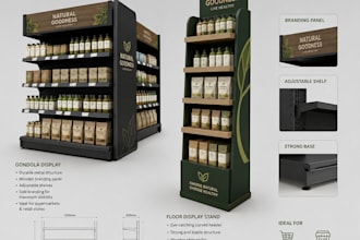 design 3d product display stand gondola and retail display solution posm
