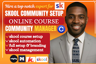 setup skool community skool ghl kajabi online course skool community manager