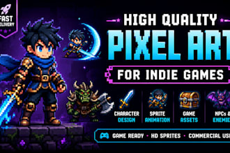 create pixel art characters spirte animation for video games