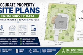 accurate property site plans from survey data, survey analysis, topographic plan