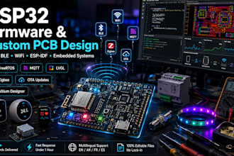 develop esp32 firmware and design custom pcb for iot ble, wifi, embedded systems