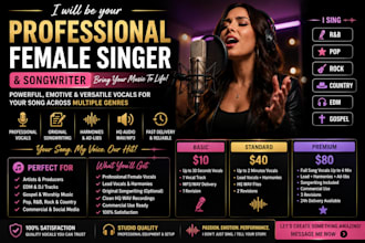 be femeale rnb singer pop singer songwriter rock country edm gospel singer