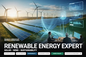 do renewable energy, solar energy, wind energy research and technical writing