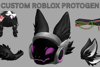 create custom roblox protogen avatar, furry oc outfit and aesthetic gfx