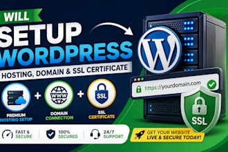 setup wordpress hosting, domain and SSL certificate