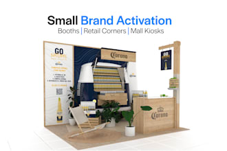 create a small retail activation booth with 3d renders