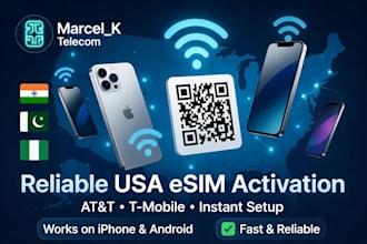 activate reliable USA esim, at and t esim, t mobile esim instantly