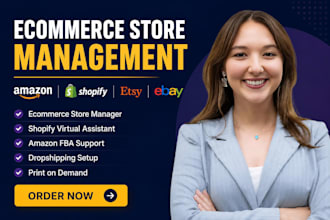 do ecommerce store setup, etsy, amazon, ebay, tiktok shop, shopify store manager