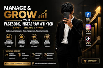manage and grow up your face book, instagram and tiktok