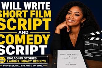 write a short film script and comedy script, movie script writing and screenplay