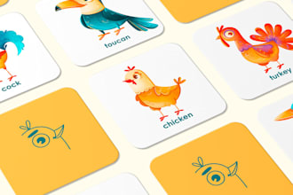 design printable educational card game, flashcards and memory learning cards box