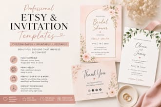 design etsy templates, and etsy invitation