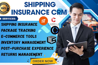 setup shipping insurance crm via onward route cabrella parcelwill lateshipment