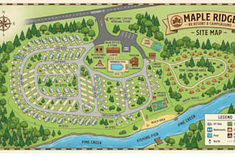 do map illustration or site plan,rv park,campground park