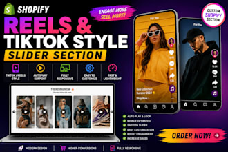 create shopify video slider, reels section