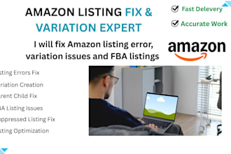 create amazon fba listing variation and fix listing errors