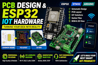 design pcb, schematic and esp32 stm32 iot hardware