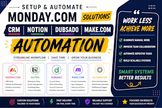 setup monday com monday CRM notion dubsado make com automation monday automation
