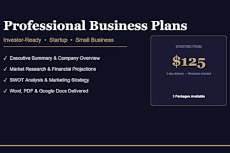 write a professional business plan for your startup or small business