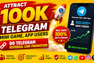 attract 100k telegram mini game, app users, do telegram referral link promotion