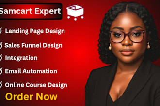 create samcart thrivecart sales funnel, samcart landing page, online course