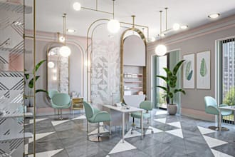 design 3d modern spa, tattoo shop, and gym studio interiors