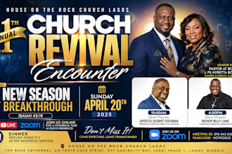 design church event flyer, revival flyer and worship poster for worship service