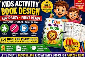 create kids activity workbook, puzzle colouring book for amazon KDP