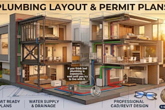 design plumbing layout, water supply and drainage plans for permits