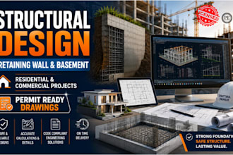 do structural design, retaining wall, basement for residential and commercial