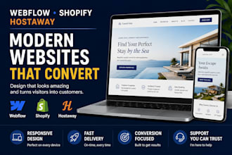 design a webflow, shopify or hostaway website that converts