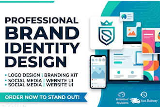 design professional logo brand identity and social media kit