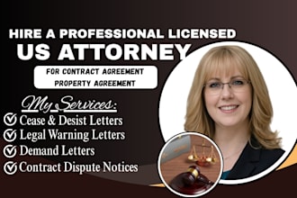 draft an attorney legal notice for breach of contract or claims as US attorney