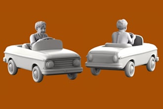 custom 3d character toy model, kids vehicle toy, mini toy model for 3d printing