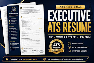 write executive ats resume CV and cover letter for senior roles