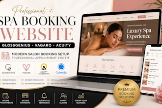 set up glossgenius booking website spa website vagaro acuity scheduling calendly